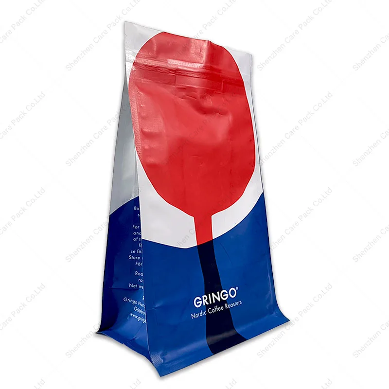 Custom Square Flat Bottom Tea Coffee Bean Package Pouch Stand Up Ziplock Packaging Bag Printing Product Bags With Valve