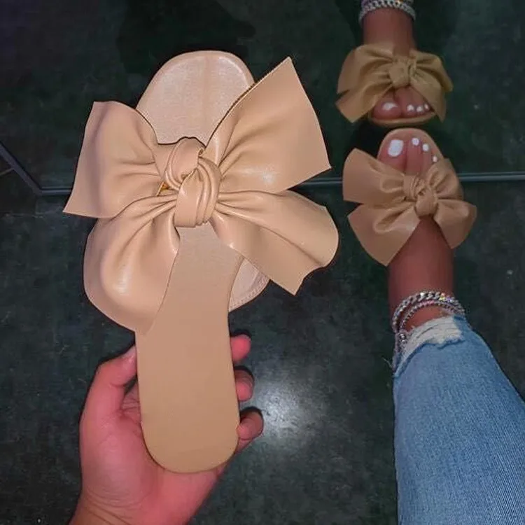 
Fashion new arrival 2021 ladies summer outdoors sandals flip flops bow cheap women slippers 