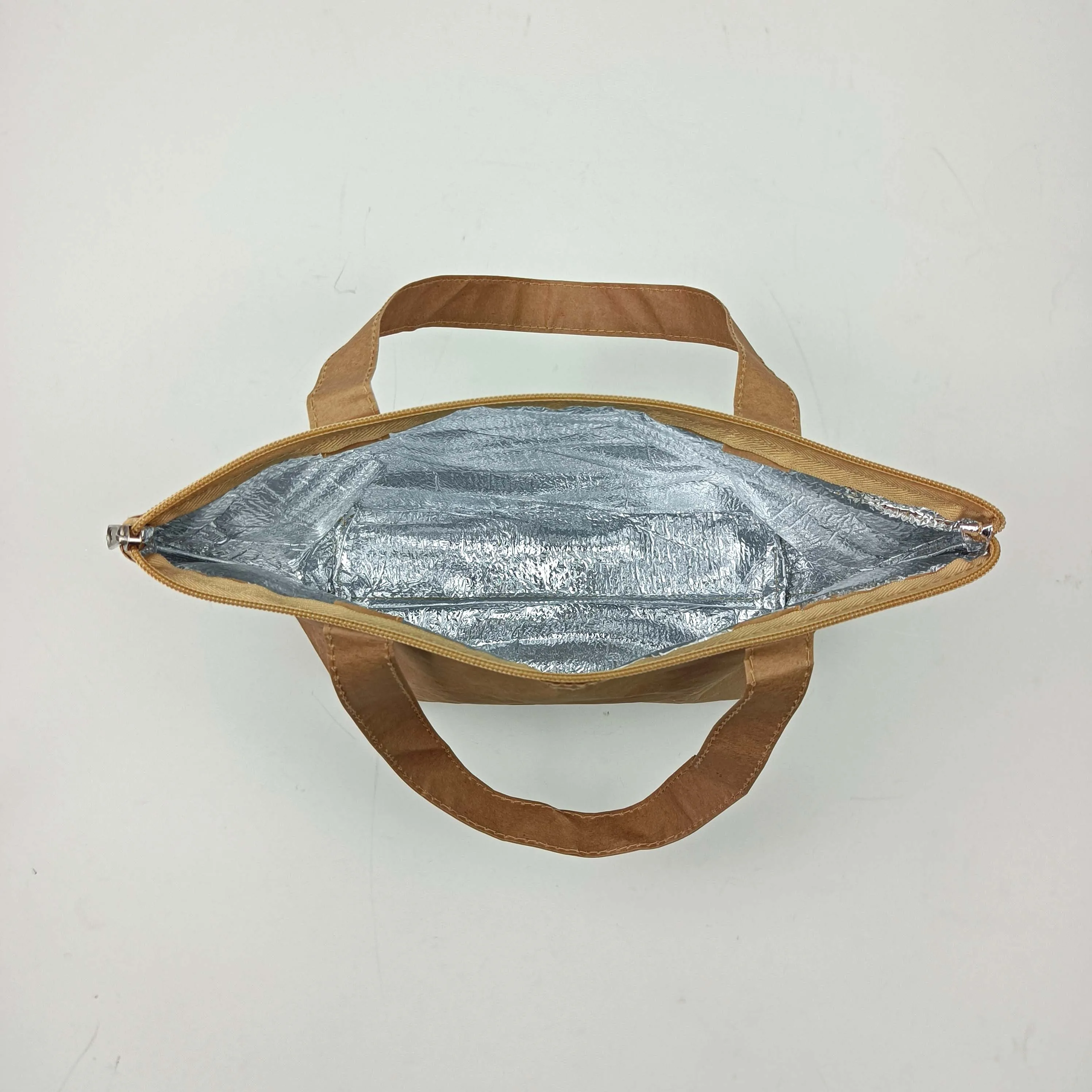 Reusable Eco-friendly kraft paper handbag letter design tote bag Seafood Thermal insulation lunch bag