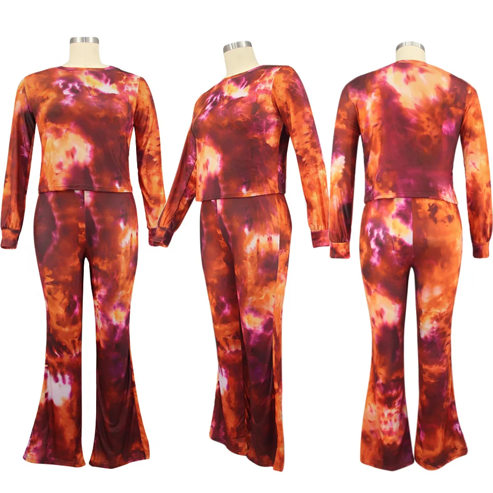 Wholesale Fashion Custom Tie Dye Joggers Tracksuits Long Sleeve Two Pieces Sweat Sets Women Sweatshirt Clothing