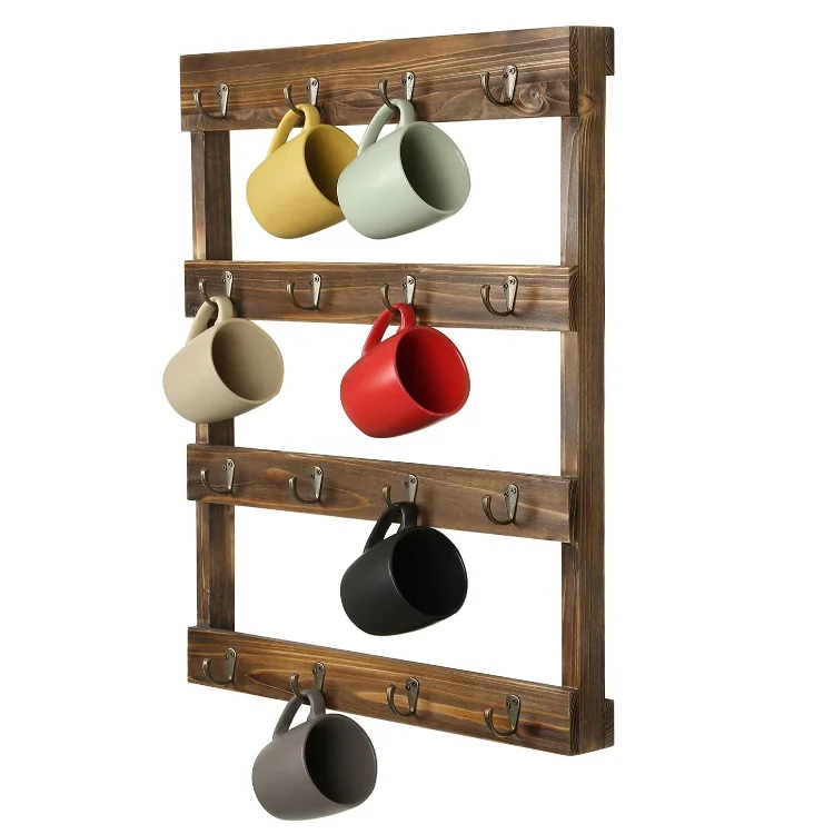 freestanding design  4 layer coffee mug cup holder  wall mounted 12 hook  display rack