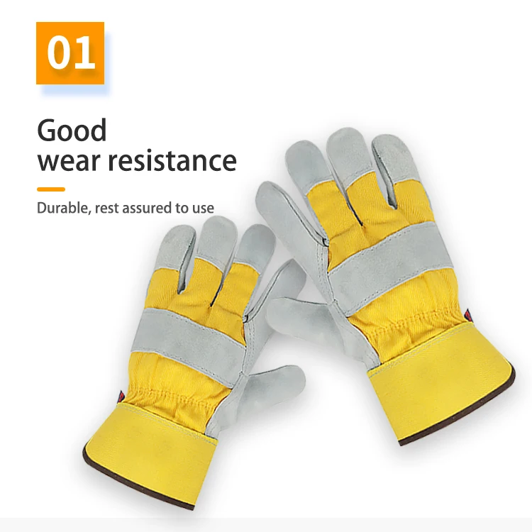 Best seller leather working work gloves men with stretchable wrist