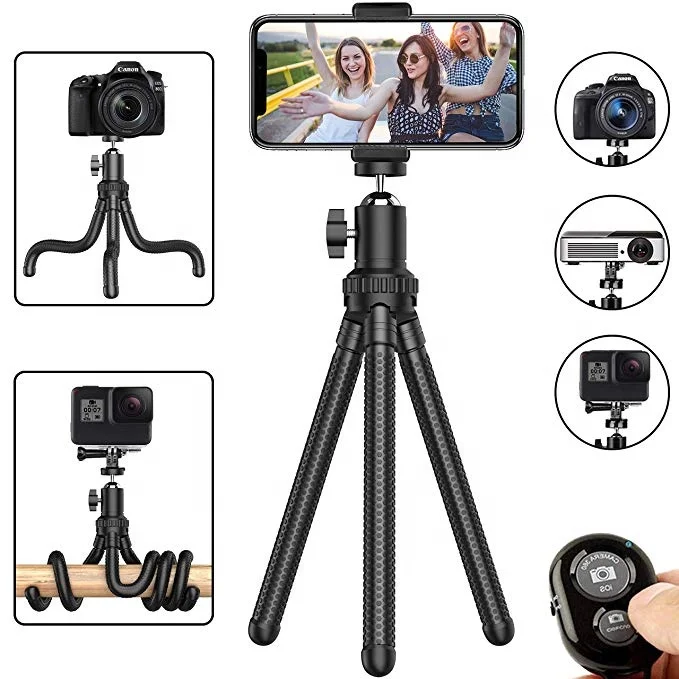 Camera Tripod Selfie Stand Flexible  Remote Shutter Sponge Octopus Mini Tripod