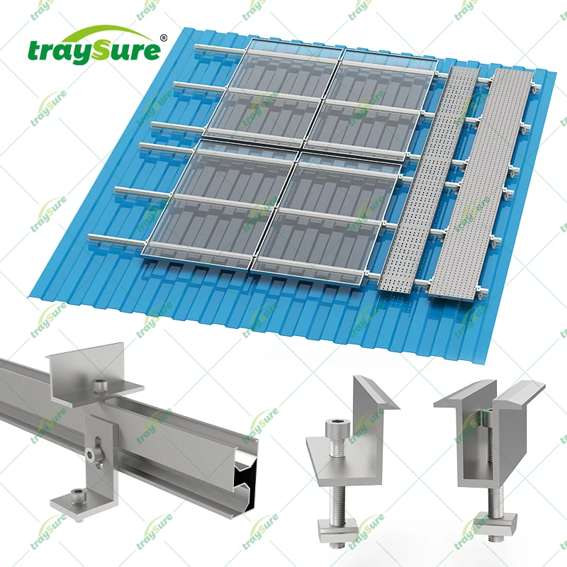 TRAYSURE Rooftop Solar Mounting System Perforated Cable Tray Customized Metal Roofing Solar Panel Rail Solar Mounting System