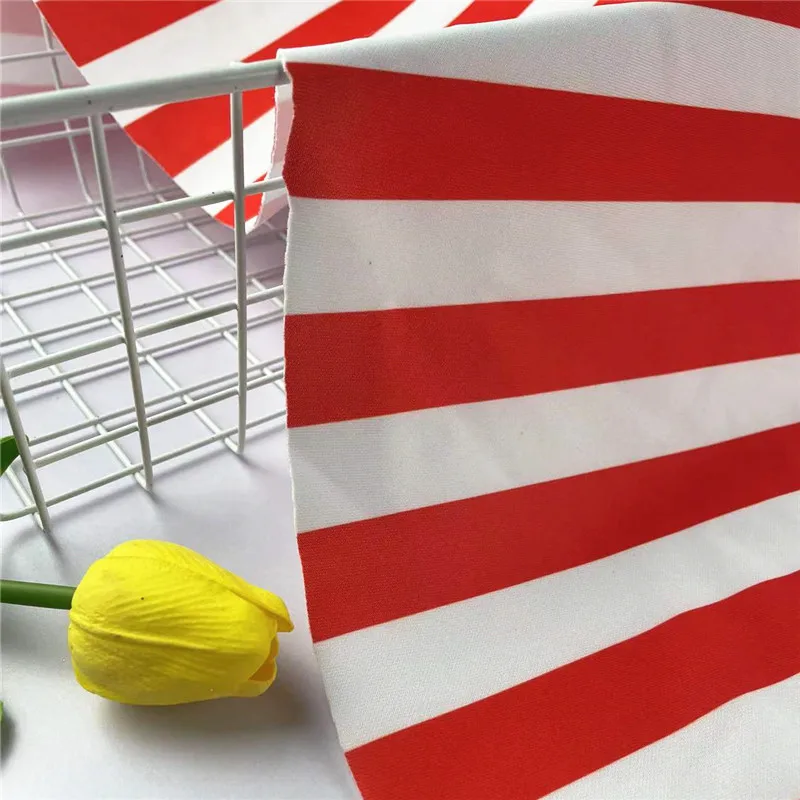 New Customized digital Red and White Fashionable Stripes Color Stretch household fabric 90%poly+10% spandex ASL31017 yoga fabric