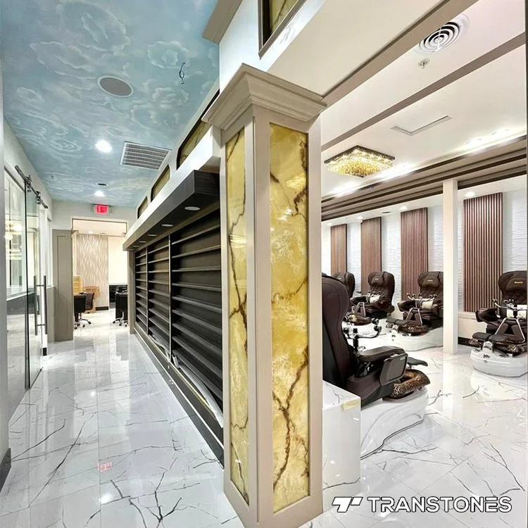 Flexible Alabaster Wall Panel Yellow Onyx Translucent Alabaster Onxy Stone For Indoor Column