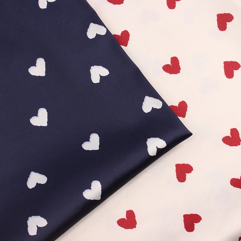 polyester taffeta heart pattern printed fabric for sleep clothing