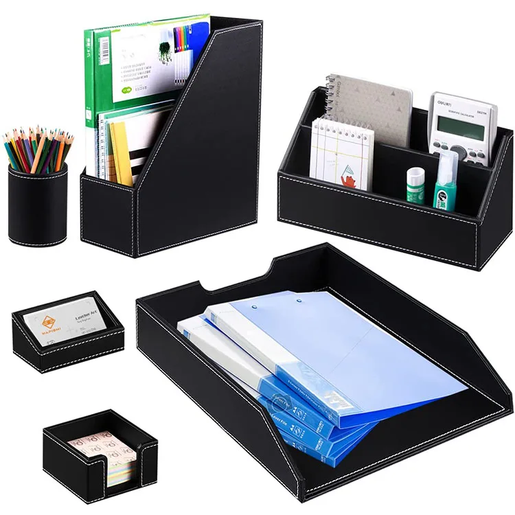 Новое поступление, набор аксессуаров для офиса из 6 предметов, роскошный кожаный Настольный набор для офиса и стационарного компьютера, Органайзер
