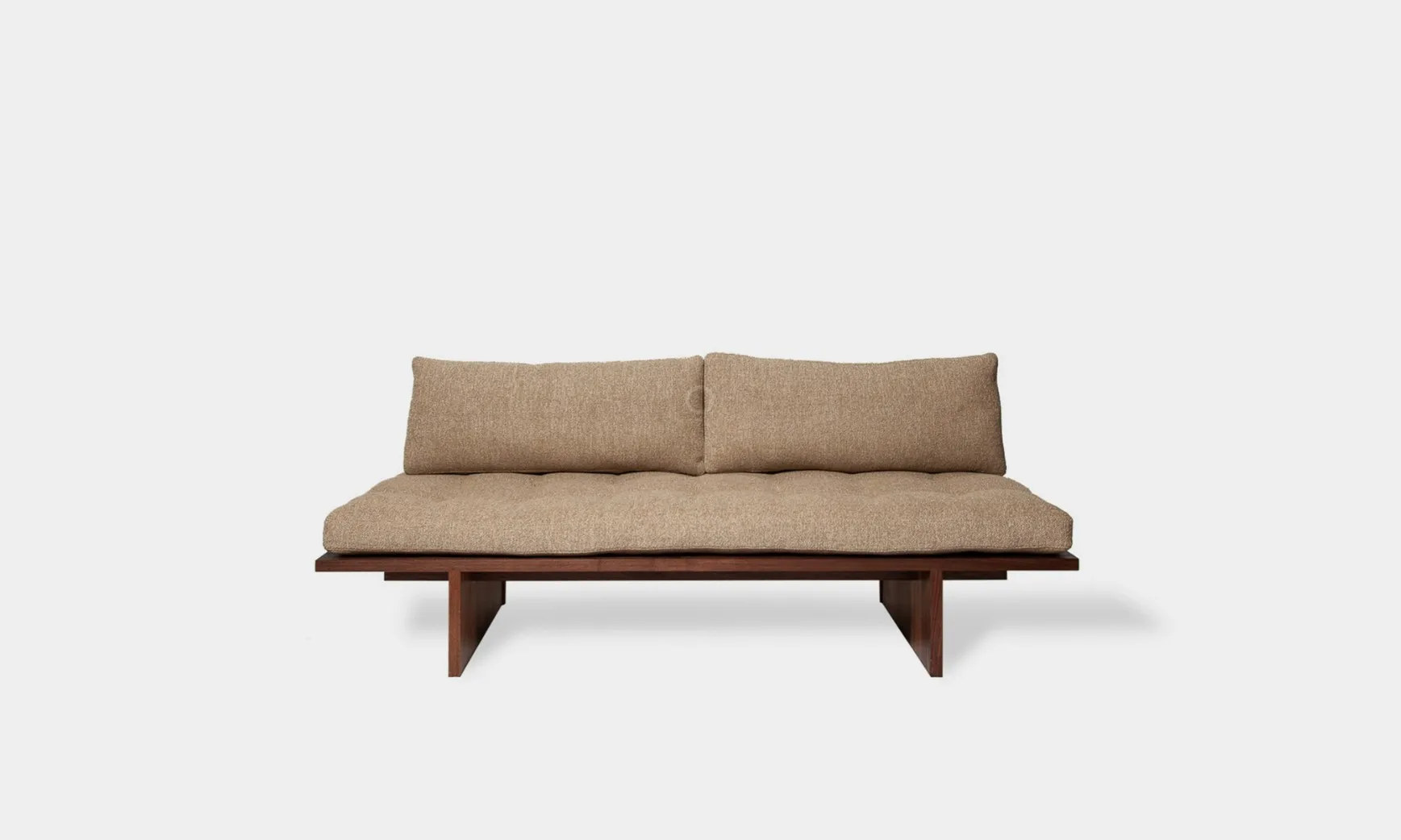 2-Seater Japanese  Minimal Design Outdoor Sofa With Solid Teak Wood & Linen Cushion for Outdoor and Indoor Home Furniture