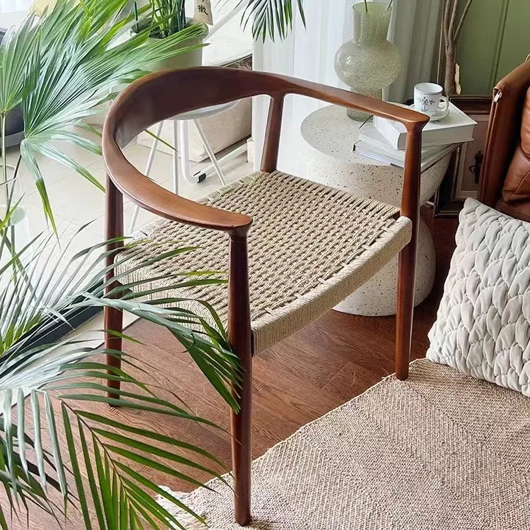 Modern design  dining room furniture soft cushion solid wood rattan seat dining chair