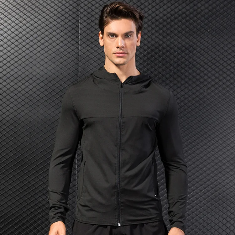
Top Quality Mens Autumn Training Zipper Up Casual Hoodie Sports Coat Polyester Cool Quick Dry Fitness Gym Sweatshirt Jackets 