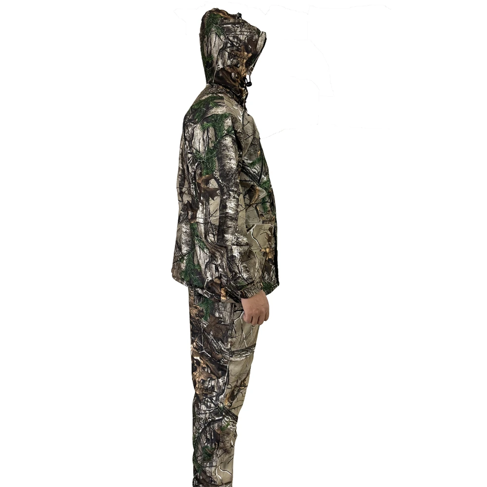 Outdoor Hunting Clothes Jacket and Pants Suit Tree Camouflage Hunting Jackets Men Waterproof Fleece Fishing Hunting Hoodie