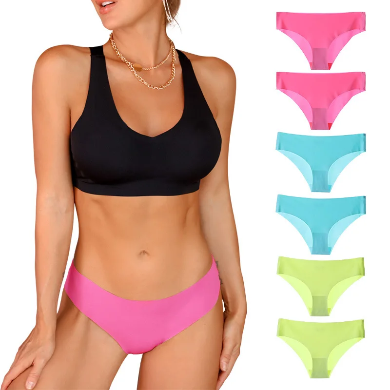 Wholesale Every Day One Piece Traceless Ice Silk Briefs Seamless Panties Hipster Underwear For Women