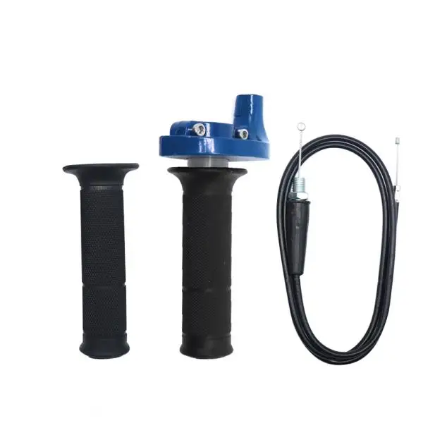 Throttle Sub with Handle Grip and Throttle Cable Single head 110cm   oxidation bright black handle + black handle cover +