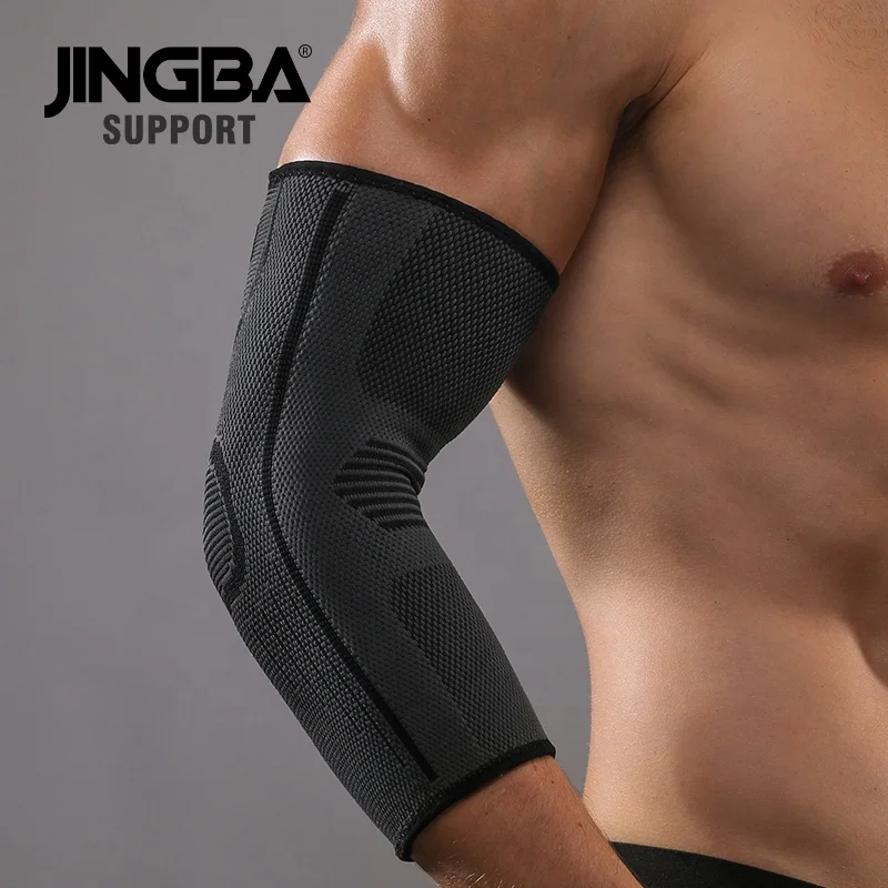 JINGBA Hot Sell Elbow Sleeve basketball protection Nylon Tennis Elbow Bandage Knitting Long Arm Brace Compression pads