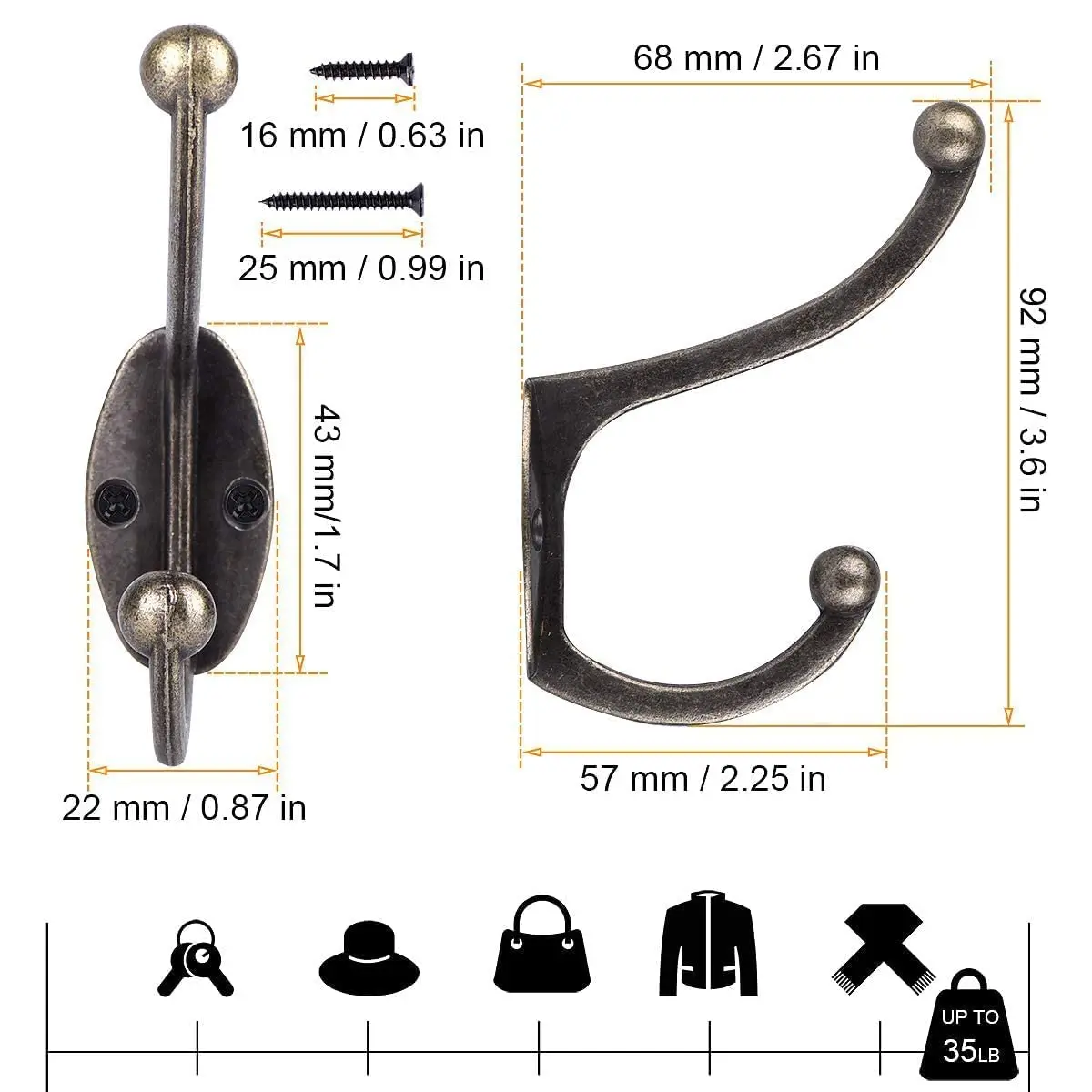 Zinc Alloy Metal Coat Hook Wholesale Factory Wall Hook Single Hat Hanger Decorative Metal Clothes Hook