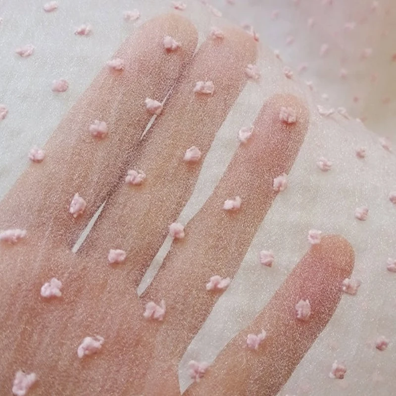 
Soft Pink Chiffon Floral Dot Tulle Fabric for Dress Shirt, Black, Red, Green, Purple and White, by the Meter 