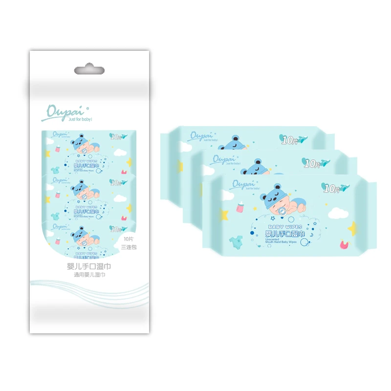Organic Non-woven Mosquito Repellent Baby Wet Wipes Packing Natural Mini Customized Household Baby Wipes Skin Care 10 Pcs/bag