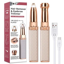 2 In 1 Mini Rechargeable Facial Hair Remover Eyebrow with pen shape