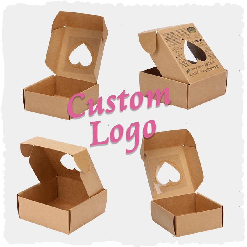 Custom Your Logo Kraft Heart Shape Box Gifts Boite Cadeau Corrugated Box Boxes Transparent With Window