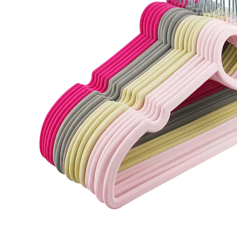 Colorful Thick Velvet Clothes Hangers Loving Heart Velvet Coat Hanger Non-slip Heart-shaped Hangers 100 Pack