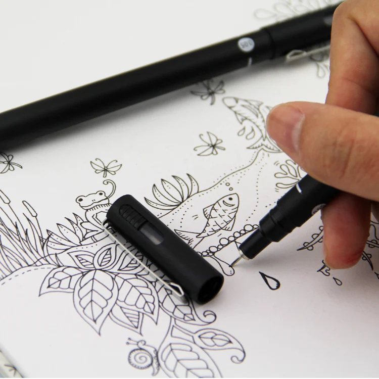 12 видов цветов Цветные микронные водонепроницаемые нетоксичные пигментные чернила ручка для рисования