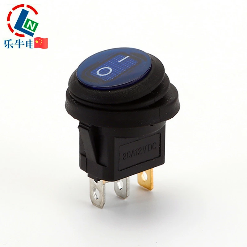 Kcd1 3Pin Push Button Round Led Light 12 V 20A Rocker Waterproof On-Off Toggle Switch