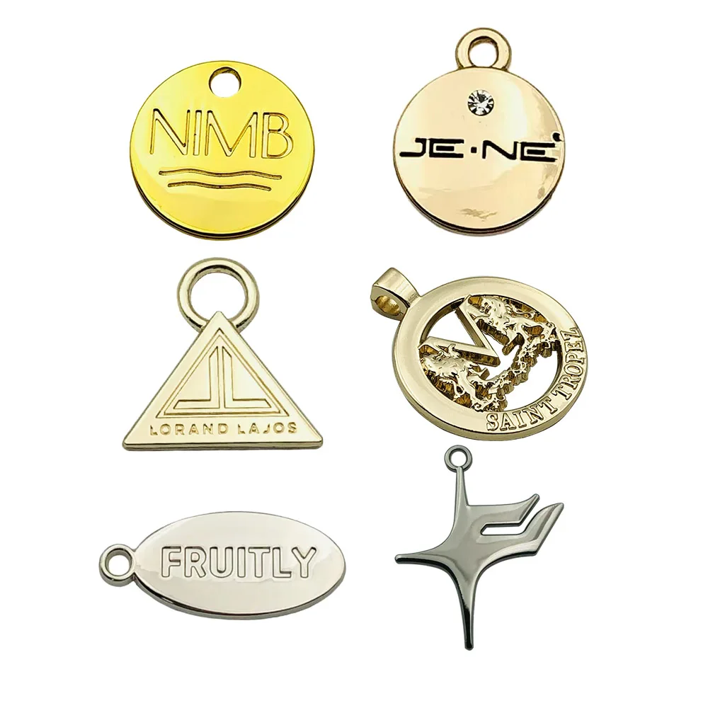 Fashion Design Matt Gold Small Sewing Metal Letters Clothes Tags Custom Metal Logo For Abaya Garment