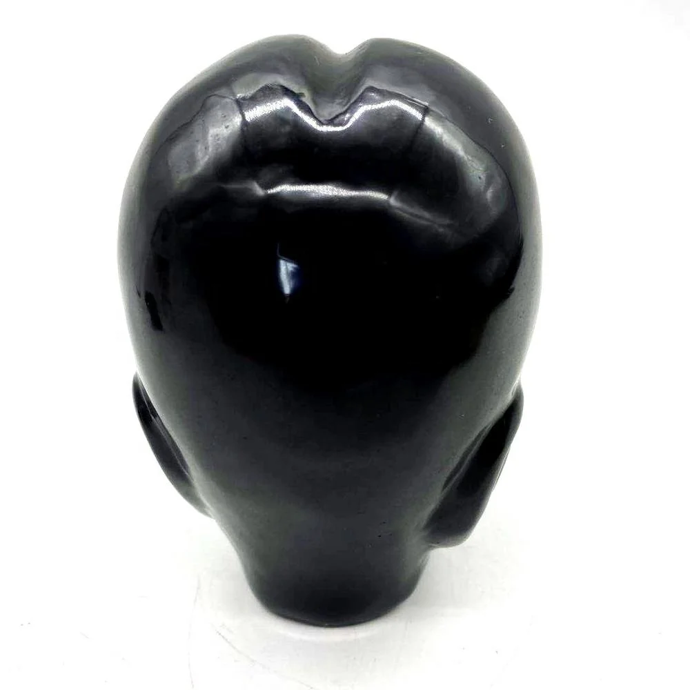 Wholesale natural crystal skull folk crafts art sculpture healing crystal carved black obsidian alien skull for decoration