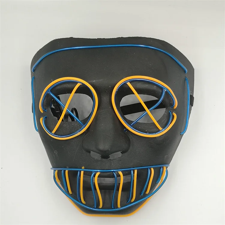 Factory Led El Flashing Light Scary Face Mask Neon Glowing Big Mouth Cosplay Carnival Party Masks Masquerade Decoration Shield