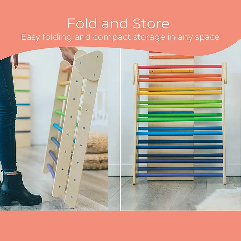 Wooden Montessori Climbing Triangle For Toddlers Pickler Triangle Foldable Kids Pickler Triangle Climbing Frame With Baby Ladder