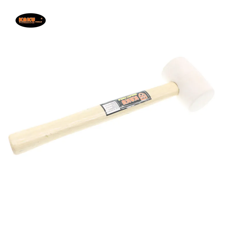 KAKU High Quality Wooden Handle Mallet White Rubber Hammer For Decoration Installation Ceramic Tile