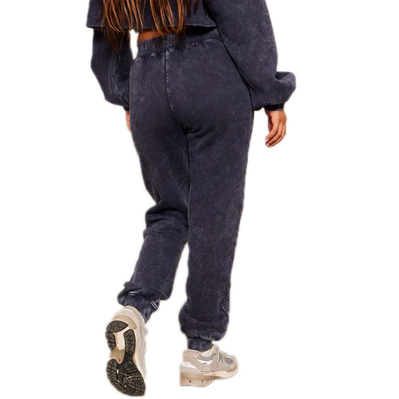 KY Crop Top Sweat Suit French Terry Sweat Suit Acid Wash 100% Cotton Sweat Suits