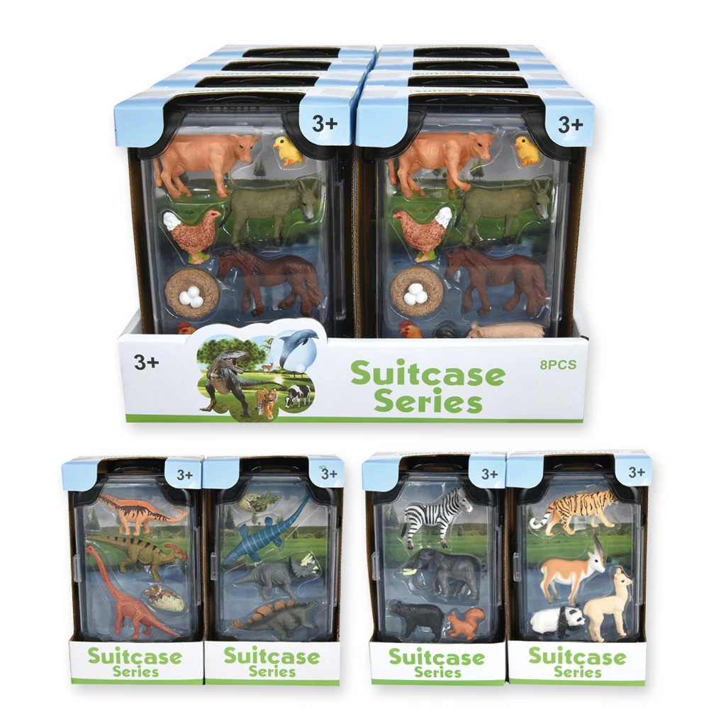 Boneosaurus model wild transparent small suitcase boxed simulation animal square round gift box Boneosaurus