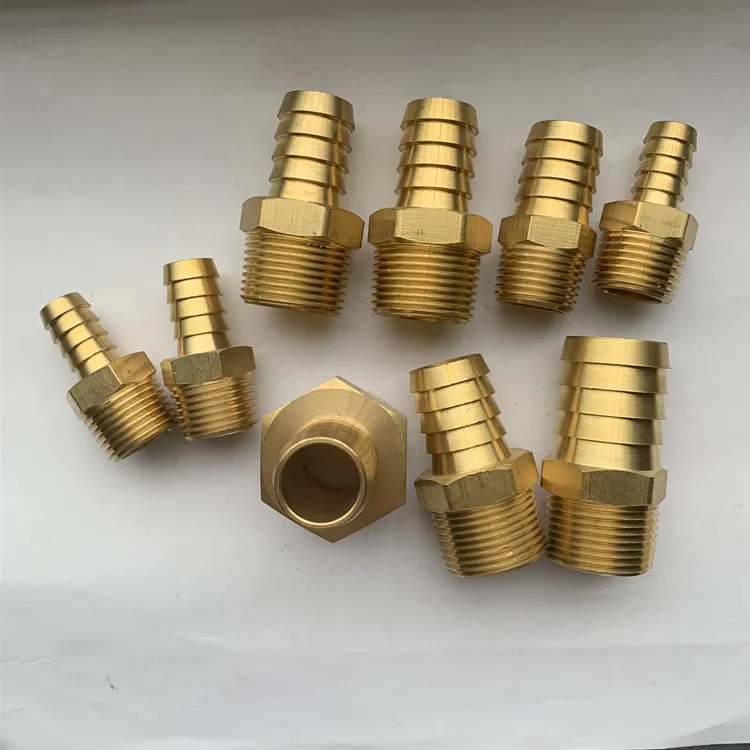 Резьбовое соединение с втулкой для резинового шланга со штекером, 1/8 дюйма, 1/4 дюйма, 1/2 дюйма, штуцер для шланга с наружной резьбой bsp npt, латунный фитинг