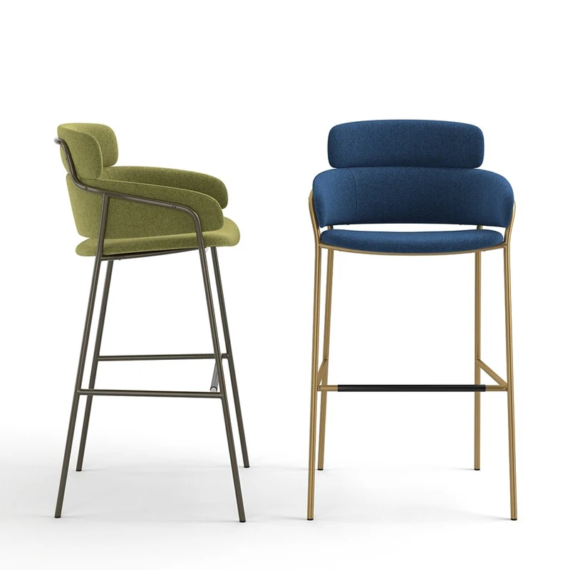 Modern Luxury Green Velvet High Bar Stool Kitchen Bar Counter Stools with Back