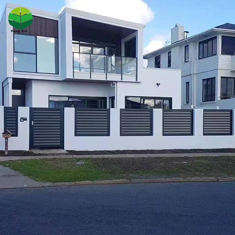 Garden WPC wood plastic composition Aluminum Balcony Privacy Fence Profile Louver Frame Bar Horizontal Slat Fencing