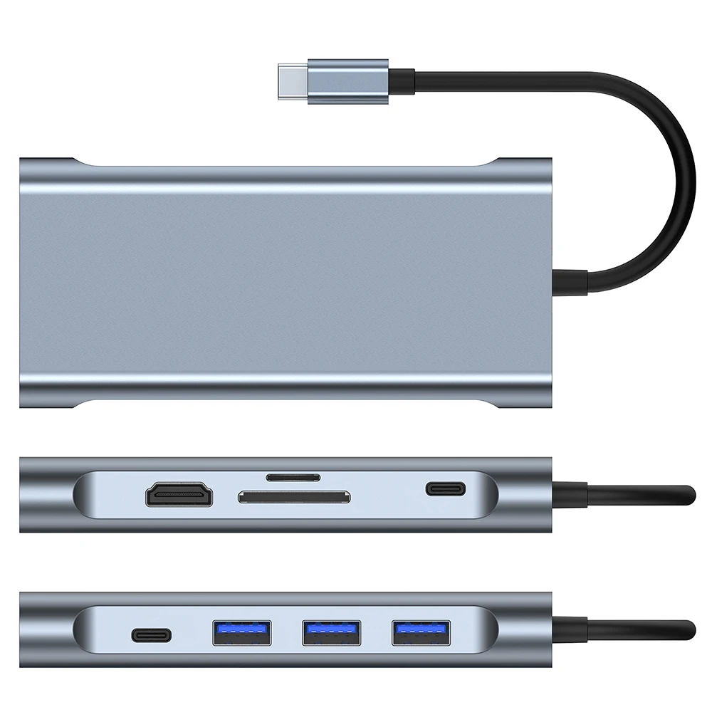 USB C HUB 4K 30Hz 10 in 1 Multiport Adapter USB 3.0/2.0 Ethernet PD USB C Charger VGA SD/TF Card Reader