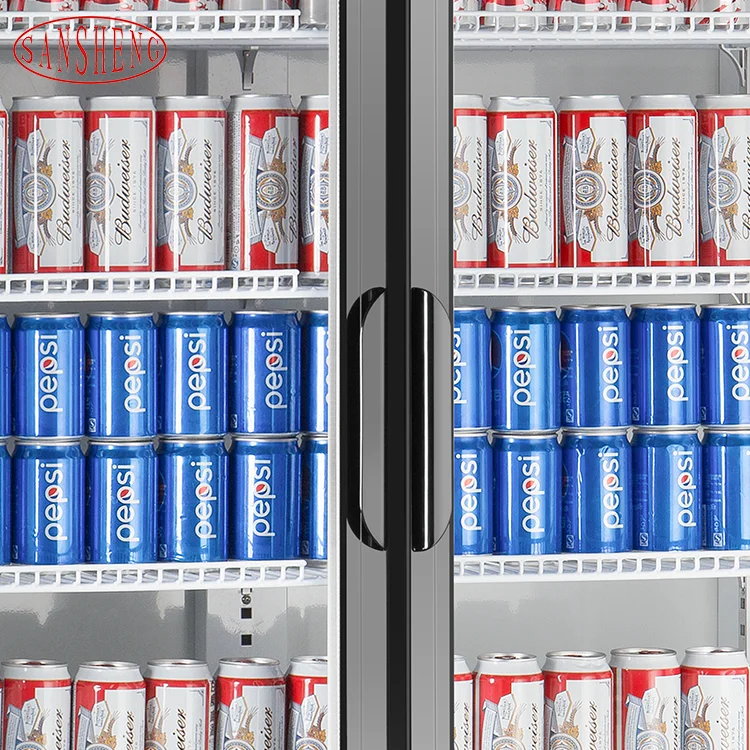Supermarket Commercial Vertical Upright Freezers Display Refrigerator Beverage Cooler With Glass Door