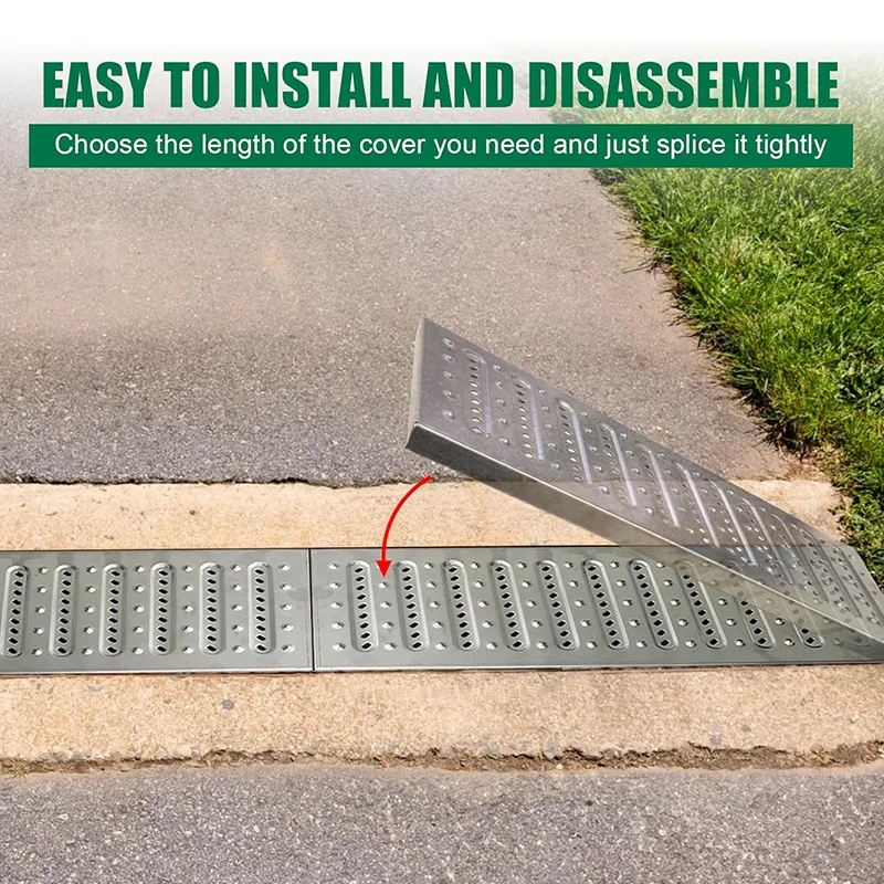WESDA Garage Floors Outside Trench Drainage System Outdoor Metal Drainage Grates Stainless Steel Channel Drain Grate Cover