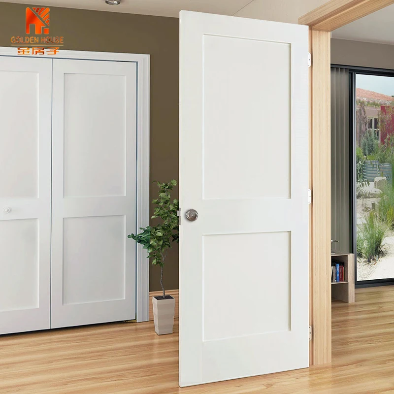 application Bedroom Interior door white panel Solid Core wooden shaker doors for room