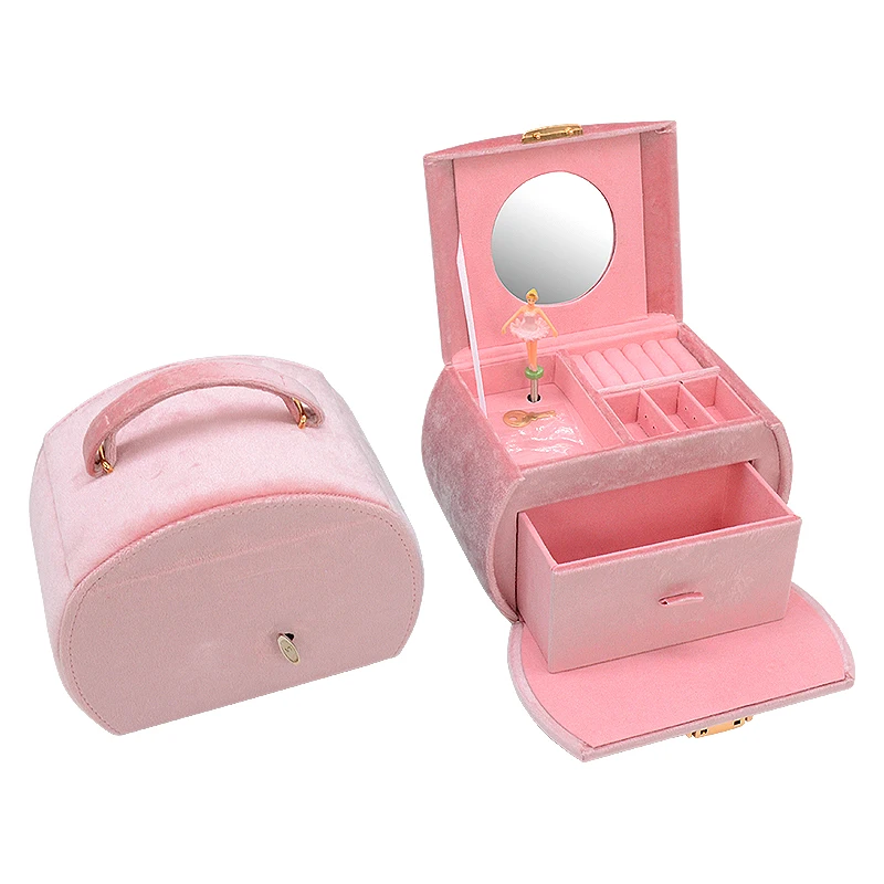 Wholesale Pu Leather Girls Portable Ballerina Necklace Custom Logo Jewelry Box Music