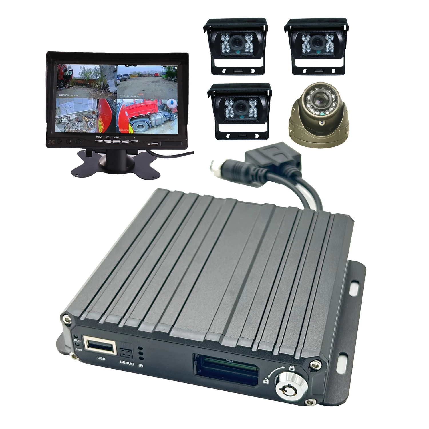 4CH 4G GPS WIFI 1080P H.265 Security Camera System 7inch VGA IPS LCD Monitor Video Recorder 4pcs AHD 2.0MP Waterproof Cameras