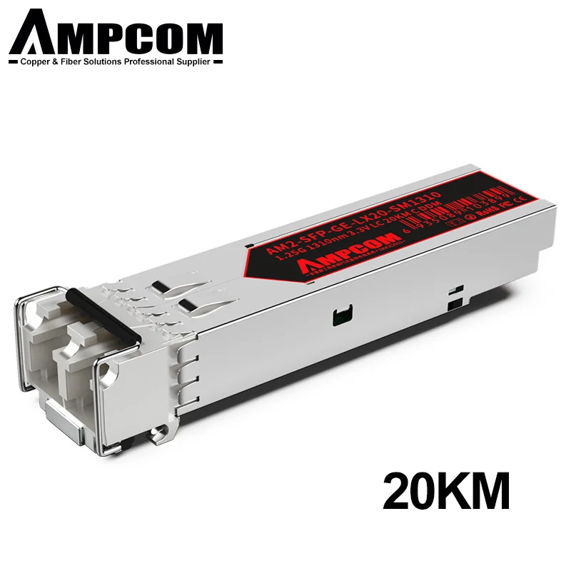 AMPCOM SFP Transceiver Single Mode Duplex Core 10G 1310nm 3.3V LC 20KM CDDM Optical Fiber Moduler