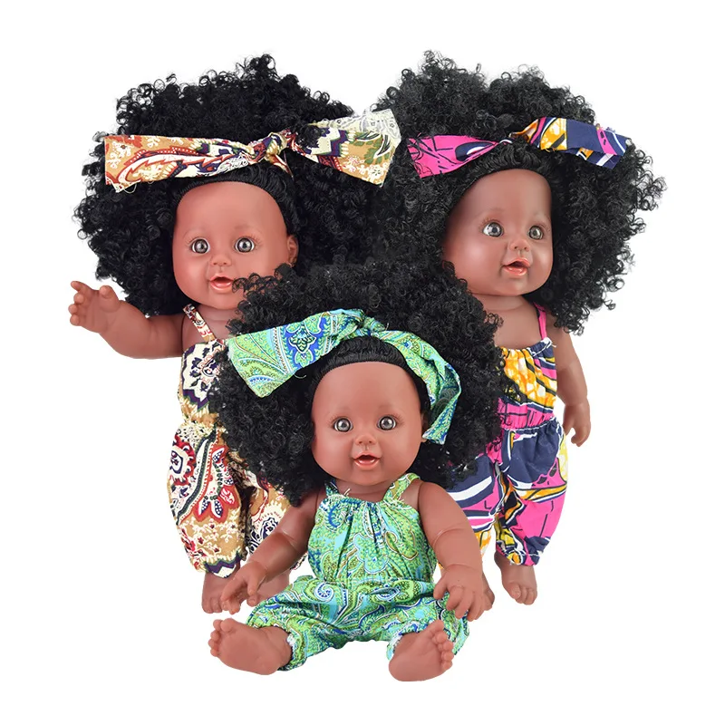 Toy Wholesale Silicone Doll Realistic African Doll Clothes 12 Inch Gift Black Baby Dolls For Kids