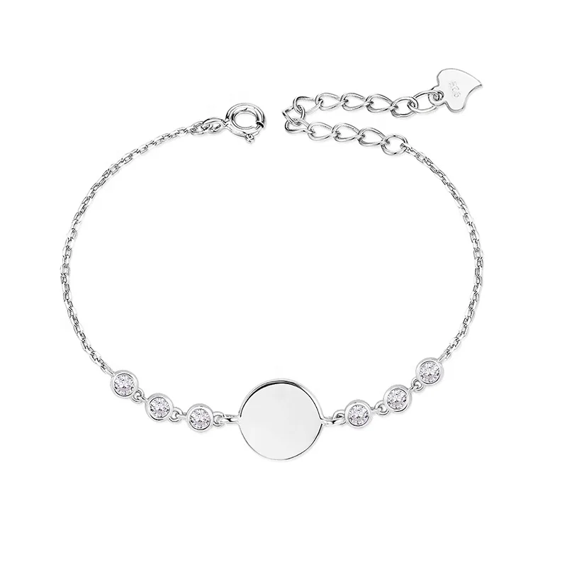 925 sterling silver CZ chain bolo bracelet for women