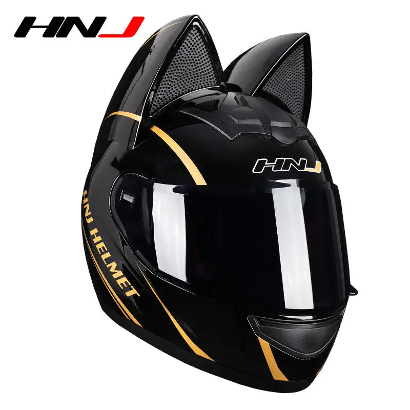 High-Strength Abs Lovely Cat Ear Motorbike Casco Motocross Motorcycle Helmets Full Face Helmet