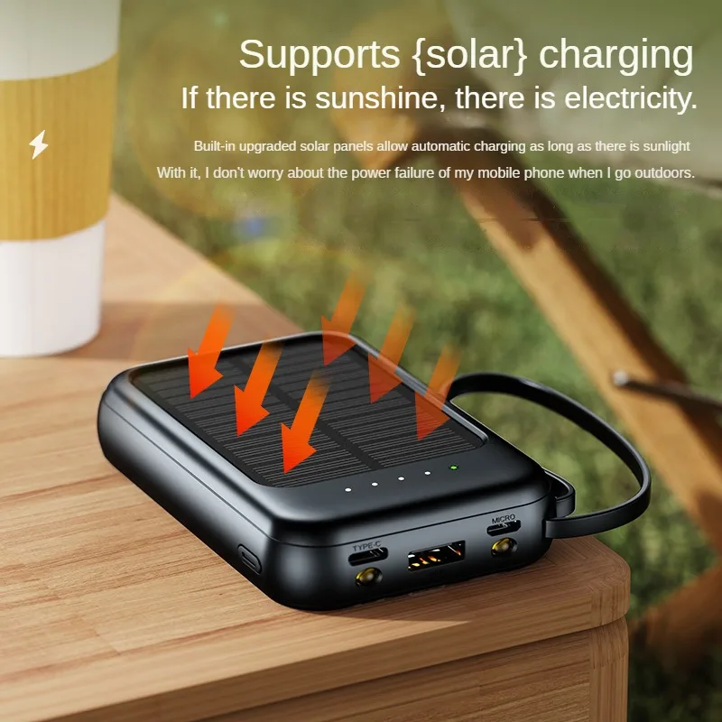 Factory Solar Power Bank 20000mAh Solar Power supply Double LED Torches Comes with 4 wires cable line Powerbank