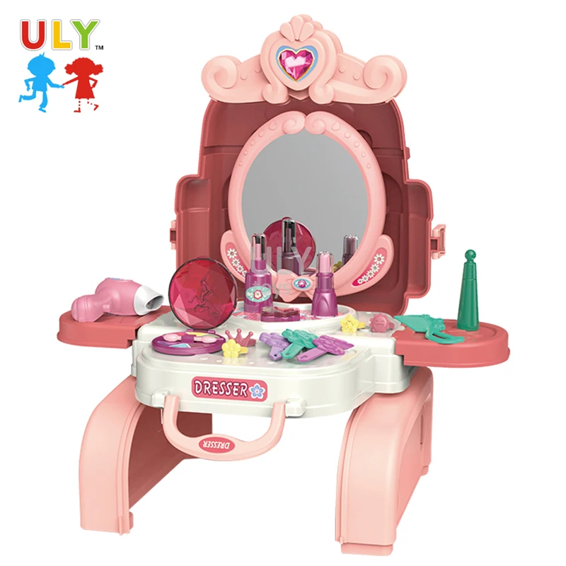High Quality Kids Pretend Play Beauty Set Toy Backpack Toy Plastic Cosmetics Makeup Set Toys For Girls