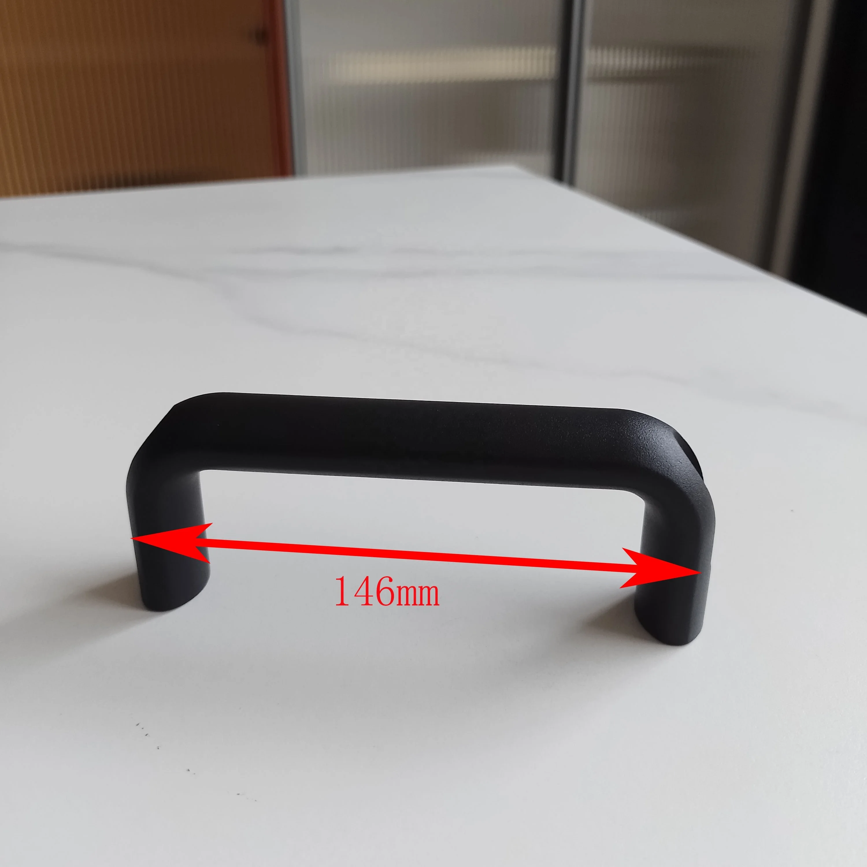 aluminum alloy sandblasted black Industrial Oval Cabinet Metal Sliding Door U Shape Handle For Equipment Cabinet,